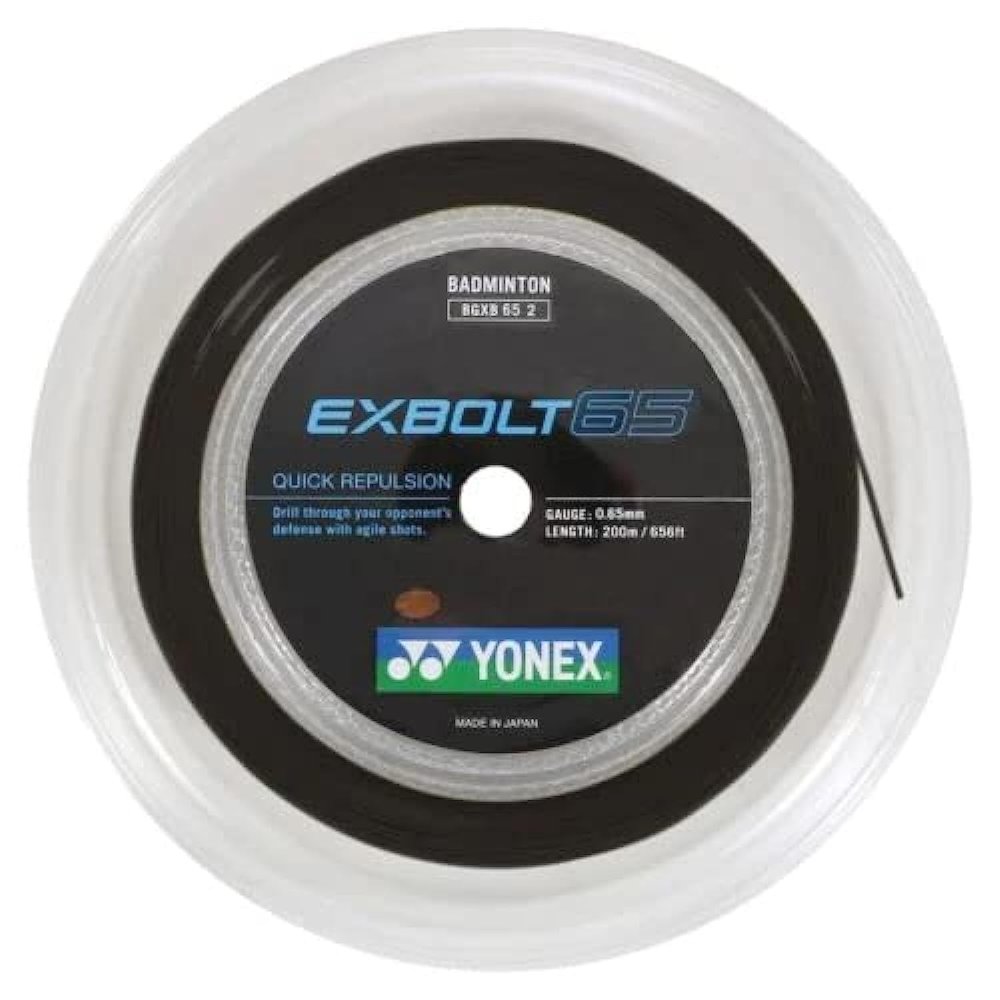 Yonex EXBOLT 65 Badminton String - 200m Reel, Black
