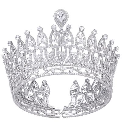 Luxury Queen Crown for Women Cubic Zirconia Round Tiara for Bride Silver Bridal Crown for Wedding Quinceaera Pageant Birthday Party