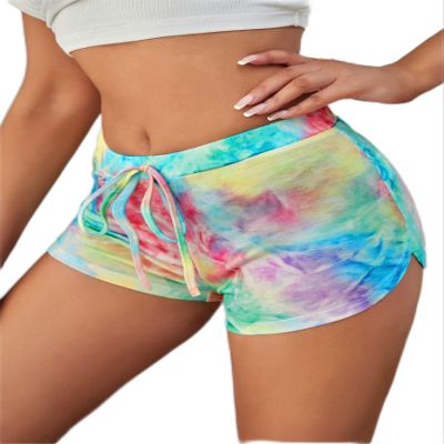 CRTGW Shorts for Women Tie Dye Knot Front Shorts (Color : Multicolor, Size : Small)