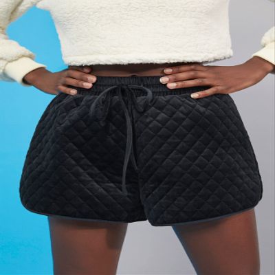 CRTGW Shorts for Women Solid Knot Front Shorts (Color : Black, Size : X-Small)