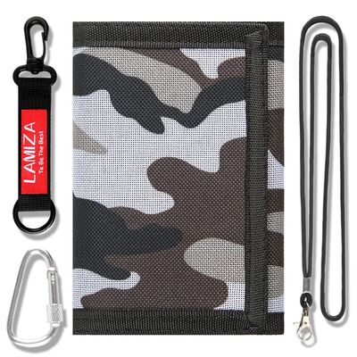 Kids Wallet for Boys Girls Teens Trifold, Canvas Toddler Wallet for Boys, Cute Zipper Wallets Youth with Coin Pocket and Card Holders, Novelty Wallets for Childrens Birthday Gifts (Camo grey02 suit)