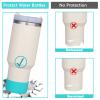 QIANHAI Silicone Boots for Stanley Quencher Adventure 40oz Tumbler with Handle & Stanley IceFlow 30oz 20oz, Protective Bottle Bottom Non-Slip Sport Water Bottle Accessories (1Clear1Pink) view 3