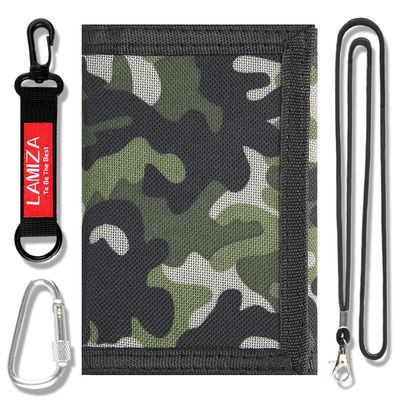 Kids Wallet for Boys Girls Teens Trifold, Canvas Toddler Wallet for Boys, Cute Zipper Wallets Youth with Coin Pocket and Card Holders, Novelty Wallets for Childrens Birthday Gifts (Camo green suit)