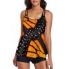 Orange Monarch Butterfly Wings Tankini Swimsuits for Women 2 Pieces Bathing Suits Tank Top with Boyshorts XXXL view 1