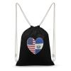 El Salvador and America Flag Heart Drawstring Backpack Canvas String Bag Printing Sport Sack Gym Sackpack 30x40cm view 1