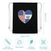 El Salvador and America Flag Heart Drawstring Backpack Canvas String Bag Printing Sport Sack Gym Sackpack 30x40cm view 2