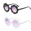 JieJieko Kids Round Flower Sunglasses Girl flower Shaped Sunglasses Cute Kids Eyewear for Pool Beach Outdoor Age 2-10 Years (BlackWhite) view 1