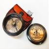Asian Arts Global VINTORIA Brass Magnetic Compass with Leather Box | Antique Collectible, Handcrafted Directional Compass for Navigation, Home Dcor