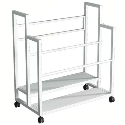 LZMZMQ 2 Layer Metal Yoga Mat Storage Cart Large Capacity, Yoga Studios/Workout Room Sports Equipment Organizer Holder Movable, Hold 10/12/14 Mats (Color : White, Size : Hold 14 Mats)