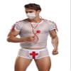 Sipumia Mens Nurse Cosplay Costume Tuxedo Sexy Lingerie Set Role Play Doctor Uniform Gay Bar Nightclub Outfit White-01 view 1
