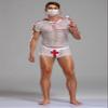 Sipumia Mens Nurse Cosplay Costume Tuxedo Sexy Lingerie Set Role Play Doctor Uniform Gay Bar Nightclub Outfit White-01 view 4