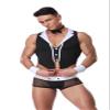 Sipumia Mens Butler Waiter Cosplay Costume Tuxedo Sexy Lingerie Set Role Play Servant Dress Uniform Gay Bar Nightclub Outfit Black White-03 view 1