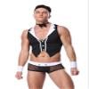 Sipumia Mens Butler Waiter Cosplay Costume Tuxedo Sexy Lingerie Set Role Play Servant Dress Uniform Gay Bar Nightclub Outfit Black White-03 view 2