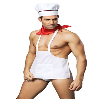Sipumia Mens Chef Cosplay Costume Tuxedo Sexy Lingerie Set Role Play Cook Uniform Gay Bar Nightclub Outfit White
