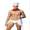 Sipumia Mens Chef Cosplay Costume Tuxedo Sexy Lingerie Set Role Play Cook Uniform Gay Bar Nightclub Outfit White view 2