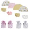 Bambini Baby Girls Caps, Booties and Mittens (Pack of 10) NC_0382 by Miracle USA White/Pink view 1