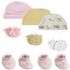 Bambini Preemie Baby Girl Caps with Infant Mittens and Booties - 8 Pack NC_0225 by Miracle USA White/Pink view 1