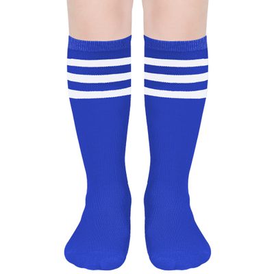 DOOVID Kids Soccer Socks Toddler Baseball Knee High Socks Boys Sports Football Tube Sock Royal Blue White