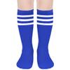 DOOVID Kids Soccer Socks Toddler Baseball Knee High Socks Boys Sports Football Tube Sock Royal Blue White view 1