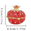 Trinket Box Pomegranate Fruit Gold Plated Crystal Enameled Jewelry Holder Small Home Decor Gifts Ring Necklace Storage Metal Box view 2