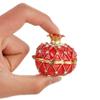 Trinket Box Pomegranate Fruit Gold Plated Crystal Enameled Jewelry Holder Small Home Decor Gifts Ring Necklace Storage Metal Box view 3