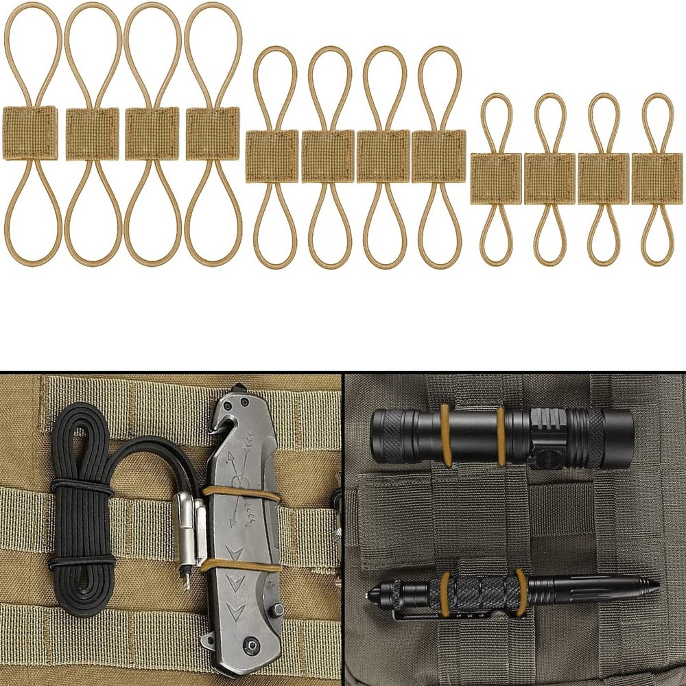 GearHill Molle Attachments, Tactical Backpack Accessories, Molle Webbing Binding Ribbon Multipurpose Tactical Bag Molle Accessories (3 Size Kit, Tan)
