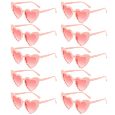 AEAHALY Vintage Pink Heart Shaped Sunglasses for Women Valentine's Day Gifts, Vintage Cat Eye Mod Style Retro Glasses UV400 Heart Glasses for Wedding Bridal Bachelorette Party