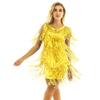 Sywiyi Womens 1920s Flapper Dress Tassels Sequined Sleeveless V-Neck Ballroom Samba Tango Latin Dance Costume Gold A X-Large view 1
