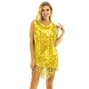 Sywiyi Womens 1920s Flapper Dress Tassels Sequined Sleeveless V-Neck Ballroom Samba Tango Latin Dance Costume Gold A X-Large view 2