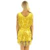 Sywiyi Womens 1920s Flapper Dress Tassels Sequined Sleeveless V-Neck Ballroom Samba Tango Latin Dance Costume Gold A X-Large view 4