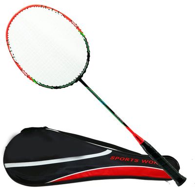 ACHETE Professional Carbon Fiber Line Badminton Racket Full Carbon 5U Racket Up to 30LBS with Woven Bag G5 (Orange Racket)