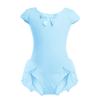 Gymnastics Leotards for Girls Dance Ballet Bodysuit Baby Toddler Kids Cap Sleeve Cotton Unitard with Chiffon Skirt One-piece Traning Dancewear Activewear Exercise Stage Performance Blue 18-24 Months view 1