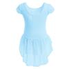 Gymnastics Leotards for Girls Dance Ballet Bodysuit Baby Toddler Kids Cap Sleeve Cotton Unitard with Chiffon Skirt One-piece Traning Dancewear Activewear Exercise Stage Performance Blue 18-24 Months view 2
