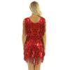 Sywiyi Womens 1920s Flapper Dress Tassels Sequined Sleeveless V-Neck Ballroom Samba Tango Latin Dance Costume Red A X-Large view 4