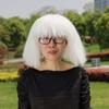 ColorGround Short White Cosplay Wig with Glasses for Halloween view 2