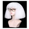 ColorGround Short White Cosplay Wig with Glasses for Halloween view 4