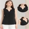 Allegra K Sleeveless Work Top for Women's Elegant Pleated V Neck Blouse Shirt Tank Top Large Black view 2