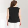 Allegra K Sleeveless Work Top for Women's Elegant Pleated V Neck Blouse Shirt Tank Top Large Black view 3