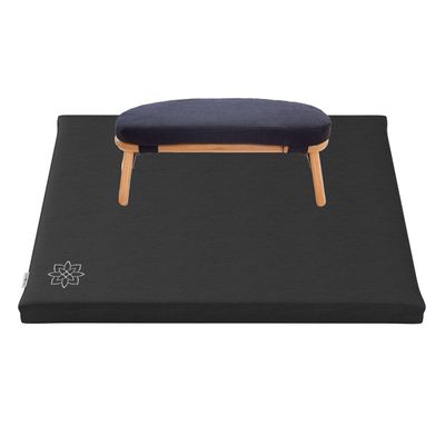 Mindful Modern Bamboo Bench and Zabuton Meditation Mat Bundle - Small Kneeling Meditation Bench with Locking Magnetic Hinges - Wooden Kneeling Ergonomic Bamboo Seiza and Mat for Meditation
