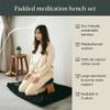 Mindful Modern Bamboo Bench and Zabuton Meditation Mat Bundle - Small Kneeling Meditation Bench with Locking Magnetic Hinges - Wooden Kneeling Ergonomic Bamboo Seiza and Mat for Meditation view 4