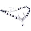 CoTeeZa Silver Moon Viking Crown Medieval Fairy Circlet Renfaire Vintage Headband Celtic Headpiece Braided V-shaped Natural Crystal Tiara Renaissance Costume Accessory for Wedding Rave Party view 1