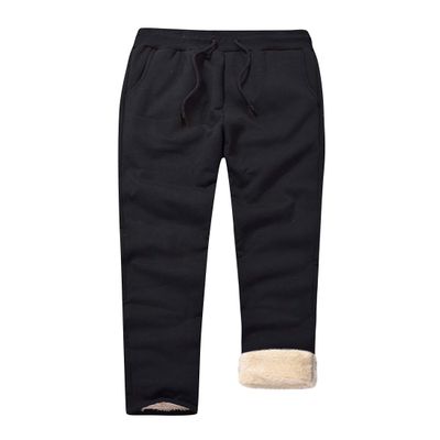Snoly Men's Winter Warm Sherp-Lined Sweatpants Running Active Thermal Fleece Pants (as1, Alpha, xx_s, Regular, Regular, 2#Black)