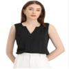 Allegra K Sleeveless Work Top for Women's Elegant Pleated V Neck Blouse Shirt Tank Top Small Black view 1