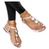 Women's Rhinestone Flat Sandal, Women Flip Flop with Clip Toe Ring Beadeed Crystal Jeweled Sandal Shoes for Summer view 2