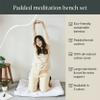 Mindful Modern Bamboo Bench and Zabuton Meditation Mat Bundle - Small Kneeling Meditation Bench with Locking Magnetic Hinges - Wooden Kneeling Ergonomic Bamboo Seiza and Mat for Meditation view 4