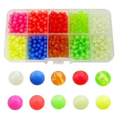 1000PCS 5mm Luminous Plastic Fishing Line Beads - Mix 10 Colors, Round Rig Beads (5mm, 1000pcs)