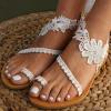 Flat Sandals for Women Dressy Summer,Sandals for Women Thong, Clip Toe Flip Flops Shoes Rhinestone Pearl Sandals view 1