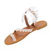 Flat Sandals for Women Dressy Summer,Sandals for Women Thong, Clip Toe Flip Flops Shoes Rhinestone Pearl Sandals view 2