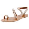Flat Sandals for Women Dressy Summer,Sandals for Women Thong,Boho Bling Rhinestone Pearl Sandals Flip Flop Shoes view 2