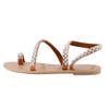 Flat Sandals for Women Dressy Summer,Sandals for Women Thong,Boho Bling Rhinestone Pearl Sandals Flip Flop Shoes view 3